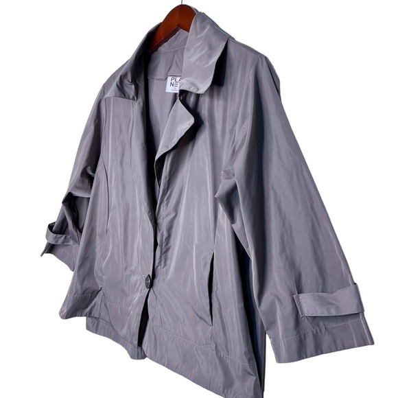 PLANET by Lauren G Button Front Lightweight Nylon Jacket One Size in Taupe - Picture 2 of 14